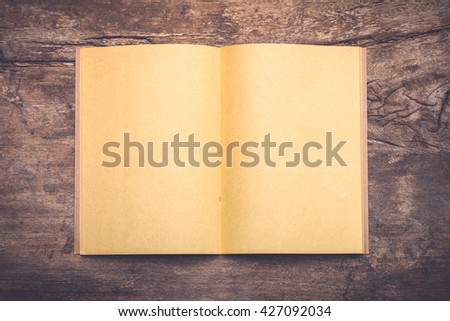 open book on old wooden table