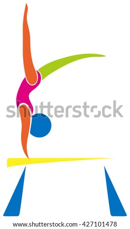 Sport icon of athelte doing balance bar illustration