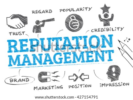 Reputation management. Chart with keywords and icons Royalty-Free Stock Photo #427154791