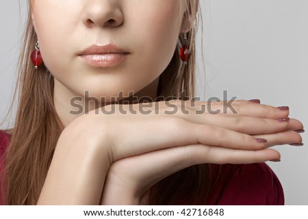 Young attractive girl holding hands