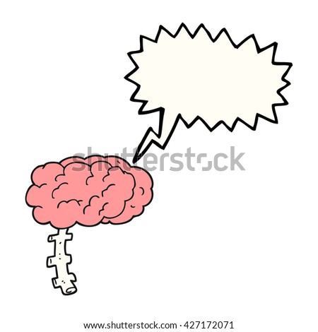 freehand drawn speech bubble cartoon brain