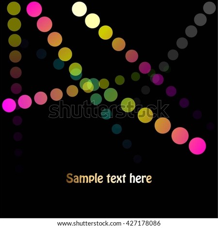Vector illustration of Bright glowing balls on a black background.
