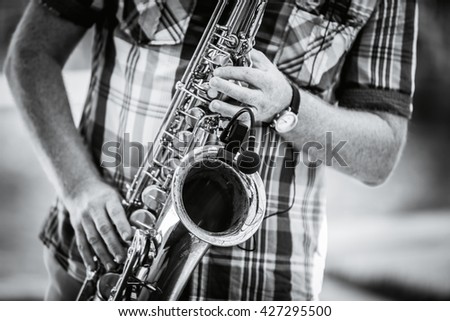 Saxophone jazz music Royalty-Free Stock Photo #427295500
