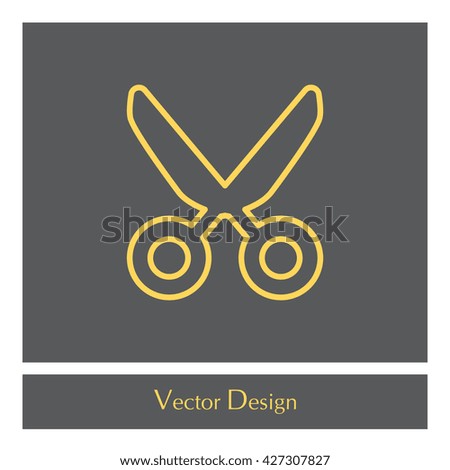 Vector scissors line icon