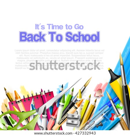 Back to School background - school supplies on white background