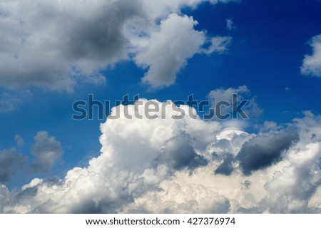 Blue sky with clouds, close up view
