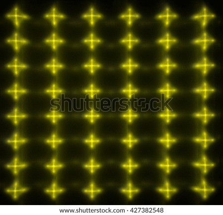 LED screen surface with discrete diode rows in bright Yellow color