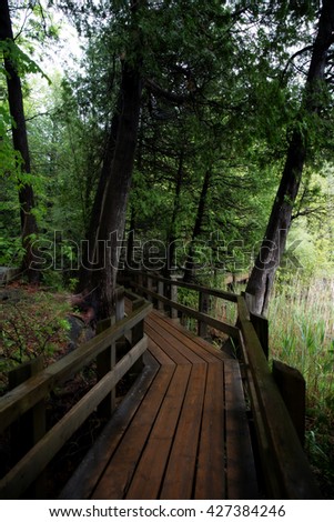 Wood Bridge Crawford Lake Milton Ontario Royalty-Free Stock Photo #427384246