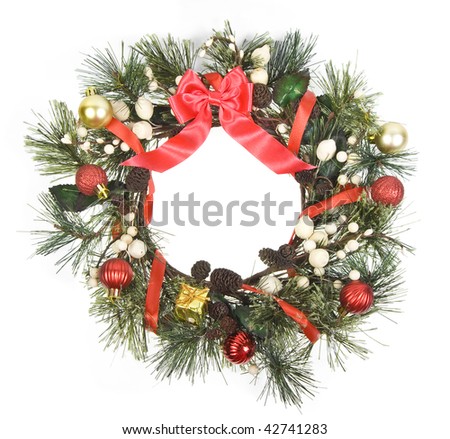 christmas door decoration isolated on the white background