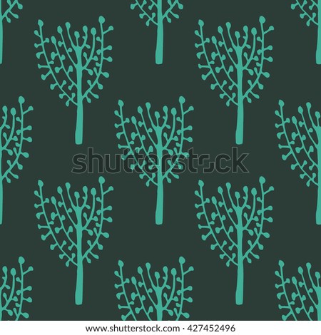 Seamless tree pattern background vector