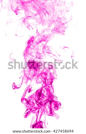 Abstract pink smoke on white background from the incense sticks