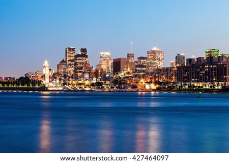 Panorama of Montreal at sunset. Montreal, Quebec, Canada,