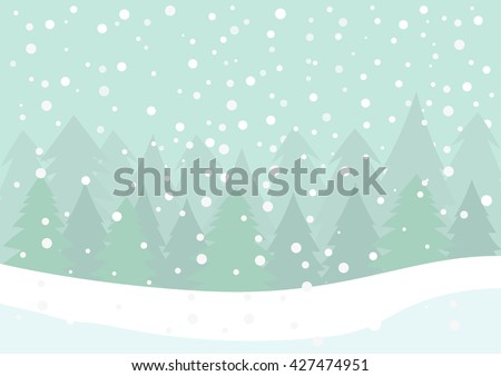 Winter scene - Falling snow with white snow and pine forest background, falling snow and snowflake, Christmas background, Fir forest background.