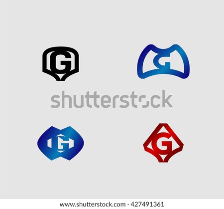 Abstract Letter g Icon set, collection
