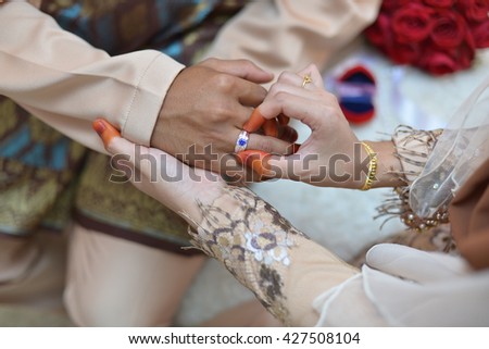 Bride hand. muslim wedding ceremony