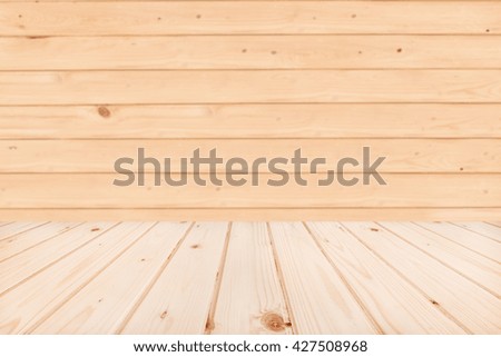 wooden floor perspective and wood wall background.