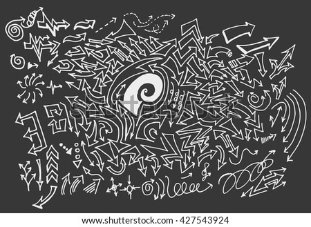 arrows doodle set on blackboard