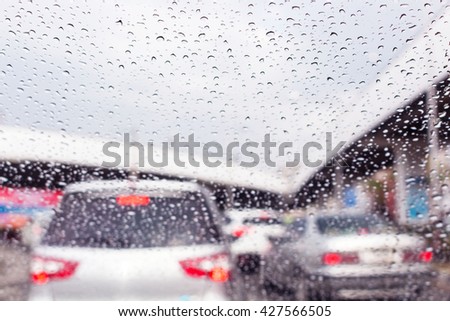 Driving in the rain at Los Angeles, Calfornia