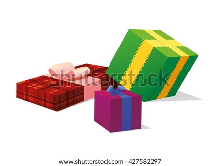 Vector illustration three gifts with ribbon and bows