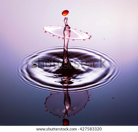 Red Ballet Dancer - Water drop photography, one or two drops of water dropped from height into water and captured as they hit the water or collide with each other.