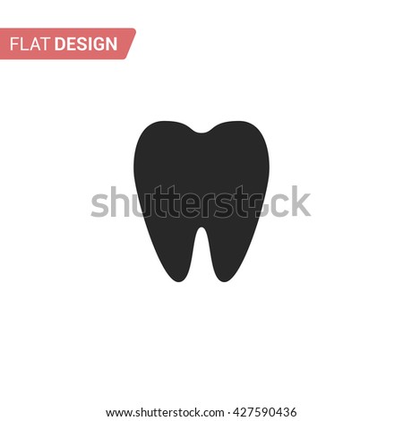 Black and white tooth icon isolated on white background