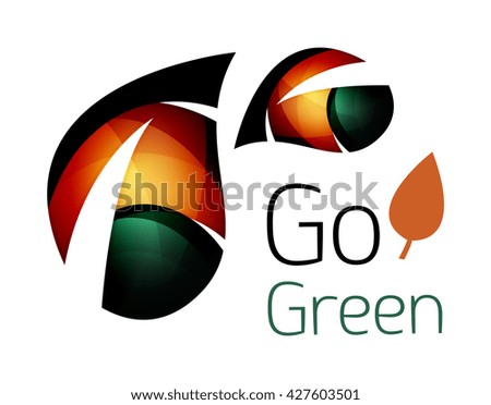 Colorful leaf logo. Geometric abstract icon. Nature or eco concept. Vector illustration