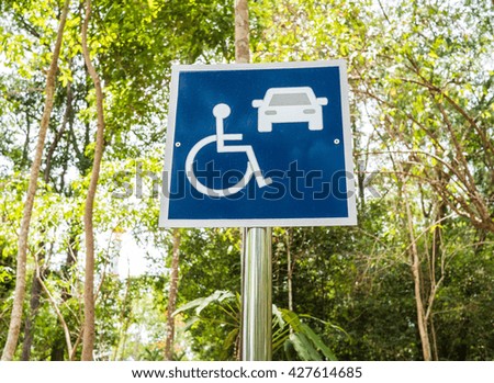 Disabled parking badge in national park