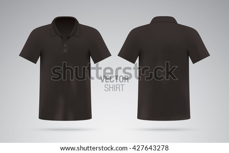 Men's black vector polo shirt template. Realistic mockup. Royalty-Free Stock Photo #427643278