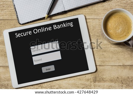Tablet with screen for secure online banking