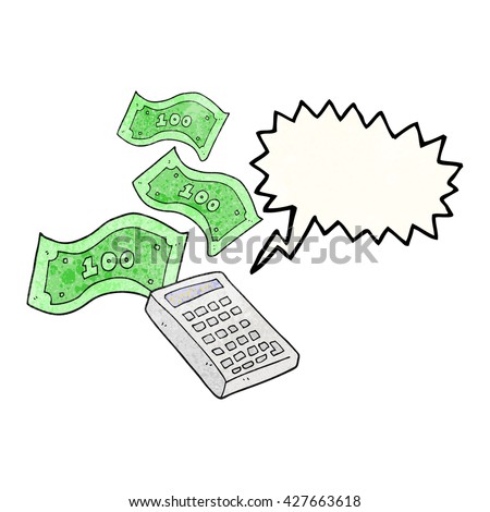 freehand drawn texture speech bubble cartoon calculator counting money
