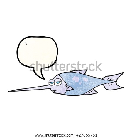 freehand drawn texture speech bubble cartoon swordfish