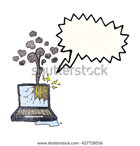 freehand speech bubble textured cartoon broken computer