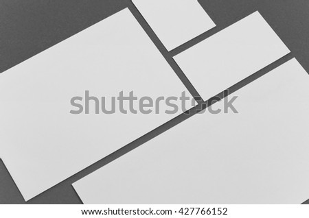 Blank corporate identity package business card with clear gray background.