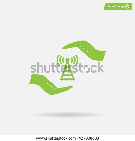 vector icon with wi-fi on the hand