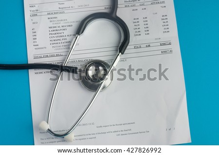 Hospital Bills And stethoscope