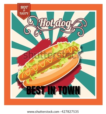 Restaurant Fast Foods menu hot dog on beautiful background vector format eps10