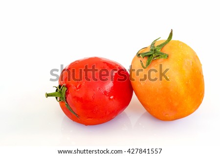 Tomatoes are healthy Vitamins and minerals On a white background