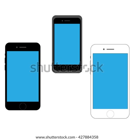 New realistic mobile phone smartphone collection iphon style mockups with blank screen isolated on white background. Vector illustration. for printing and web element, Game and application mockup.