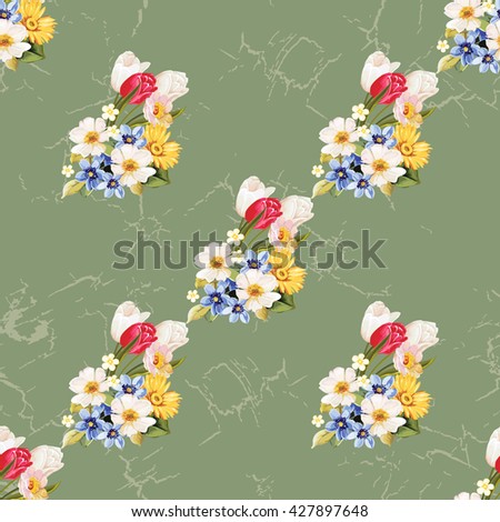 Seamless floral pattern white and tulip Vector Illustration EPS8