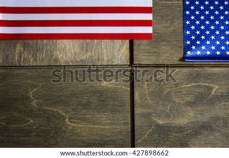 American flag on a wooden background