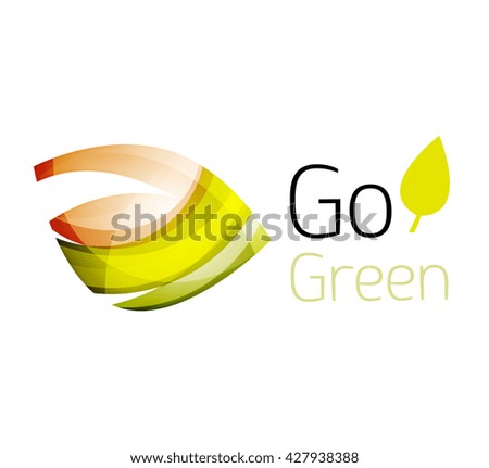 Abstract eco leaves logo design made of color pieces - various geometric shapes. Geometric nature concept. Vector colorful icon