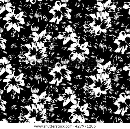 abstract black and white floral pattern 