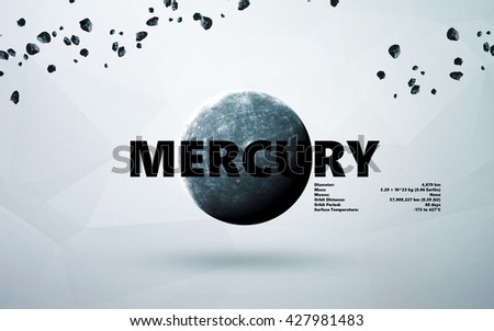 Mercury. Minimalistic style set of planets in the solar system. Elements of this image furnished by NASA