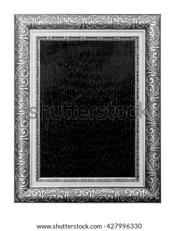 little chalkboard with silver wooden frame ,isolated on white background
