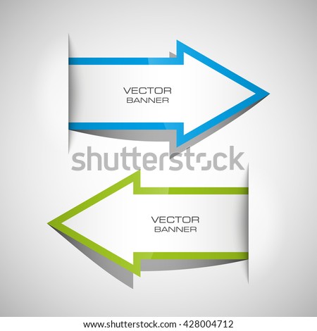 Vector Arrow banners set. Direct shape. 3d Abstract Background. Business infographic presentation diagram. Section compare service. Up and down trend. Paper index. Exact pointer