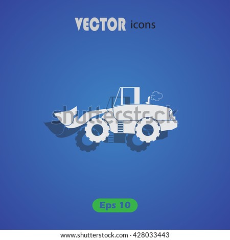 bulldozer flat vector icon