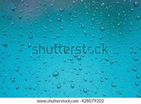 Blurred abstract background view of Rain drops on window surface with Boke Bowl, soft focus  background