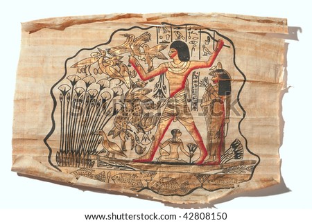 Old picture drawn on the papyrus in Egypt