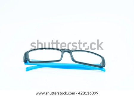 A black Frame eyeglasses on white background.