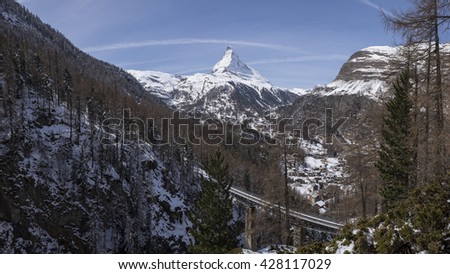 Matterhorn panorama - the most famous landmark in Swiss Alps mountains 